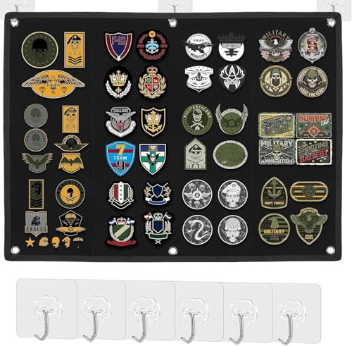GIUSOBG Patch Wand Klett 60x45cm Schwarz Ausgestattet mit 6 Haken und Schlaufen Patch Wand Faltbar Klettwand Geeignet zum Aufhängen und Sammeln von Taktischen Sergeant-Abzeichen Medaillen usw GIUSOBG Patch Wand Klett 60x45cm Schwarz Ausgestattet mit 6 Haken und Schlaufen Patch Wand Faltbar Klettwand Geeignet zum Aufhängen und Sammeln von Taktischen Sergeant-Abzeichen Medaillen usw von GIUSOBG