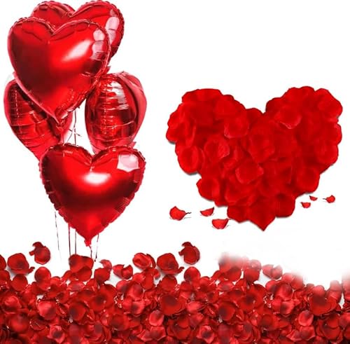 GIUSOBG Stück Rosenblätter Deko Love Luftballons Rot 1000 Stück Rote Künstliche RosenbläTter 10 Rote Herzförmige Folienballons Romantisch Deko Herz Folienballon Rot für Verlobung Jahrestag Muttertag GIUSOBG Stück Rosenblätter Deko Love Luftballons Rot 1000 Stück Rote Künstliche RosenbläTter 10 Rote Herzförmige Folienballons Romantisch Deko Herz Folienballon Rot für Verlobung Jahrestag Muttertag von GIUSOBG