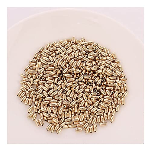 GIVBRO 1000 Stück Vintage Spacer Perlen Oval Perlen DIY Perlen Zubehör für Schmuck Anhänger Herstellung Kleidung Dekor Golden, 4 x 8 mm von GIVBRO