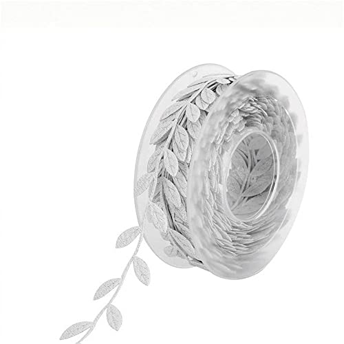 GIVBRO 15 m Blätterförmige Spitzenbänder, Hochzeitsfransen, Geschenkverpackungsseile für Bastelarbeiten, Blumenstrauß, Heimdekoration, Silber GIVBRO 15 m Blätterförmige Spitzenbänder, Hochzeitsfransen, Geschenkverpackungsseile für Bastelarbeiten, Blumenstrauß, Heimdekoration, Silber von GIVBRO