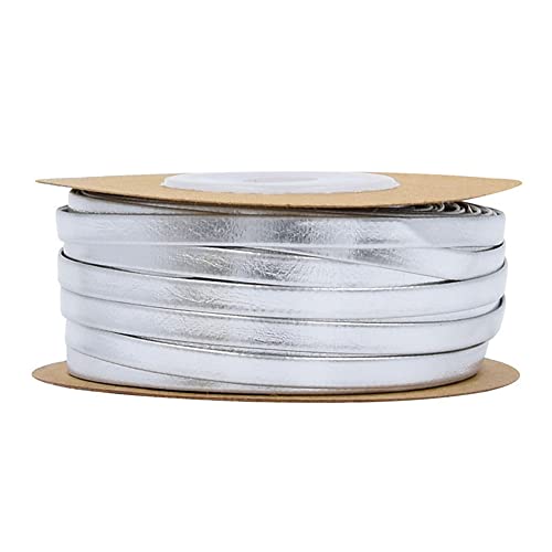 GIVBRO 15 m Lederbänder, Spitzenbesatz, Blumenstrauß, Geschenkverpackungsseil, Kostümzubehör für Armband, Schmuck, DIY, Handwerk, Silber, 5 mm breit von GIVBRO