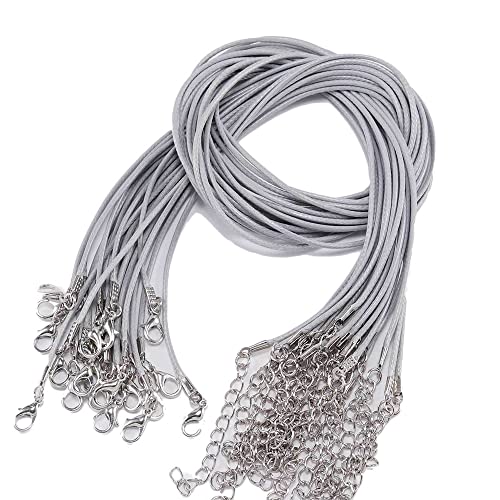 GIVBRO 20 Stück gewachste Halskettenschnur Filzschnur mit Verschluss – Halskette Armband Kordel für Schmuckherstellung DIY Handwerk Grau von GIVBRO