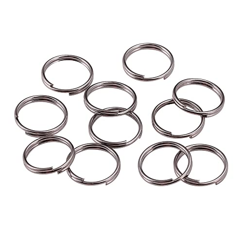 GIVBRO 200 Stück Spaltringe, runde Schlüsselringe für Schlüsselanhänger, handgefertigt, Basteln, Schlüssel, Schmuckzubehör, Grau, 12 mm von GIVBRO
