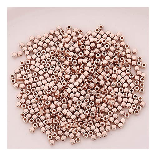 GIVBRO 2000 Stück Vintage Spacer Perlen DIY Quadratische Perlen Perlen Zubehör für Schmuck Armbänder Anhänger Herstellung Roségold, 3 mm von GIVBRO