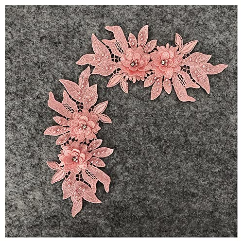 GIVBRO 3D Blume Applikation Nähen Patch Bestickte Spitze Fake Kragen für Stoff Party Kleid Dekoration Kostüm Zubehör Rosa von GIVBRO