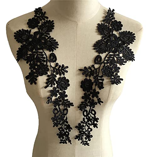 GIVBRO 3D Blume Spitze Kragen Applikation bestickt Patch zum Nähen Tuch Kleid Dekoration Kostüm Zubehör schwarz von GIVBRO
