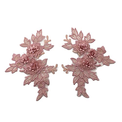 GIVBRO 3D-Blume bestickte Spitzenapplikationen Kragen Patches Fake Kragen für Hemd Kleid DIY Handwerk Kostüm Zubehör Rosa von GIVBRO