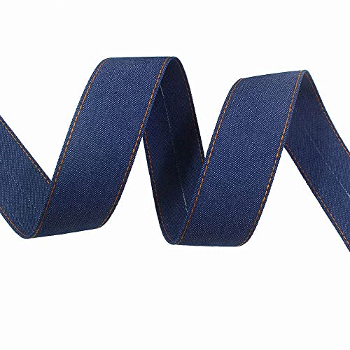 GIVBRO 4 cm Bänder Denim-Stoff DIY Spitzenbesatz Geschenkverpackungsseile für Blumenstrauß Dekoration Schleifen Kopfbedeckung Herstellung Dunkelblau, 1 m von GIVBRO