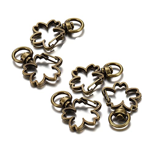 GIVBRO 5 Stück Karabinerverschluss Blumenförmige Drehhaken Schlüsselringe Schlüsselanhänger Ringe für DIY Handwerk Schmuckherstellung Zubehör Bronze von GIVBRO