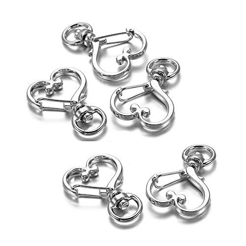 GIVBRO 5 Stück Karabinerverschluss Herzförmige Drehhaken Schlüsselringe Schlüsselanhänger Ringe für DIY Handwerk Schmuckherstellung Zubehör Silber GIVBRO 5 Stück Karabinerverschluss Herzförmige Drehhaken Schlüsselringe Schlüsselanhänger Ringe für DIY Handwerk Schmuckherstellung Zubehör Silber von GIVBRO