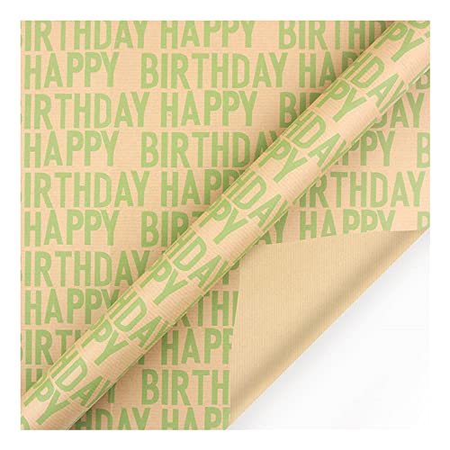 GIVBRO 5 x Geschenkpapier zum Geburtstag, englisch, bedrucktes Kraftpapier, DIY-Zubehör für Origami-Kunst, hellgrün GIVBRO 5 x Geschenkpapier zum Geburtstag, englisch, bedrucktes Kraftpapier, DIY-Zubehör für Origami-Kunst, hellgrün von GIVBRO