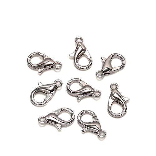 GIVBRO 50 Stück Karabinerverschlüsse Verschluss für Bastelzubehör, Schlüsselanhänger, Armband, Schmuckherstellung, hellgrau, 12 mm von GIVBRO