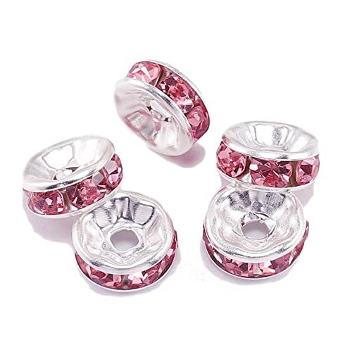 GIVBRO 50 Stück Strass Abstandshalter Perlen Vintage Perlen Radförmige Perlen für Schmuck DIY Armband Perlen Zubehör Rosa 10 mm GIVBRO 50 Stück Strass Abstandshalter Perlen Vintage Perlen Radförmige Perlen für Schmuck DIY Armband Perlen Zubehör Rosa 10 mm von GIVBRO