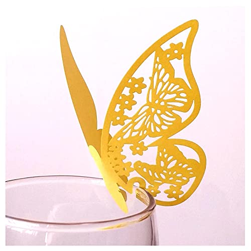 GIVBRO 50 Stück Tischkarte Schmetterling Weinglas Namenskarte Blumenstrauß Grußkarte für Hochzeit Geburtstag Glas Tasse Dekoration Zubehör Gelb GIVBRO 50 Stück Tischkarte Schmetterling Weinglas Namenskarte Blumenstrauß Grußkarte für Hochzeit Geburtstag Glas Tasse Dekoration Zubehör Gelb von GIVBRO
