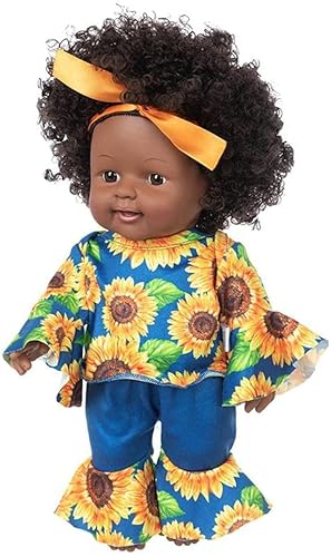 GIVBRO Black Girl Doll 12 Inch African Baby Doll with Long Sleeve Tops Trousers Clothing for Kids Holiday Birthday Gift (Sunflower) von GIVBRO