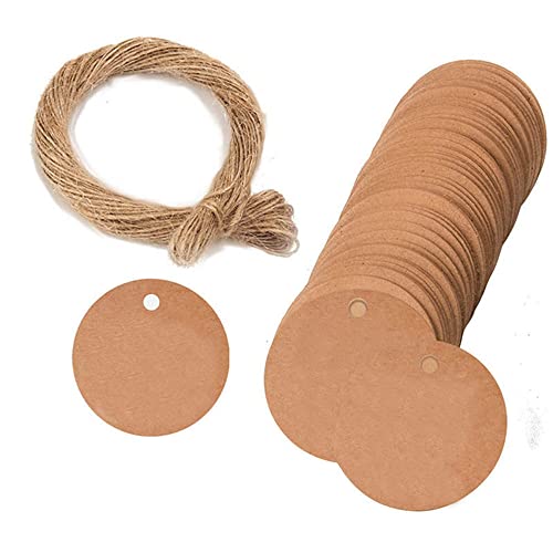 GIVBRO Blanko-Geschenkanhänger, Kraftpapier, zum Aufhängen, runde Karten mit Schnüren, für Süßigkeitenschachteln, Dekoration, 3,5 cm, 100 Stück GIVBRO Blanko-Geschenkanhänger, Kraftpapier, zum Aufhängen, runde Karten mit Schnüren, für Süßigkeitenschachteln, Dekoration, 3,5 cm, 100 Stück von GIVBRO