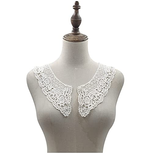 GIVBRO Blumenspitze Kragen hohle Applikationen bestickt Nähen Patch Fake Kragen Bügelaufkleber Kleidung für DIY Handwerk Frauen Kleid T-Shirt Top Kostüm Zubehör Weiß von GIVBRO