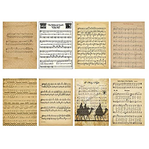 GIVBRO Dekoratives Scrapbook Hintergrund Papier Vintage Musik Score Papierblöcke halbtransparent Butterpapier Karten für DIY Handwerk Kartenherstellung 10 x 14 cm, 16 Stück (#D) von GIVBRO