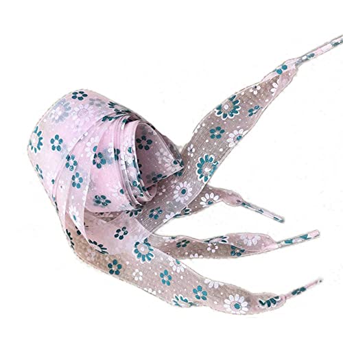 GIVBRO Flache Schnürsenkel, Blumendruck, Chiffon, breite Bänder für Sneakers, Stiefel, Sportschuhe, Rosa, 120 cm GIVBRO Flache Schnürsenkel, Blumendruck, Chiffon, breite Bänder für Sneakers, Stiefel, Sportschuhe, Rosa, 120 cm von GIVBRO