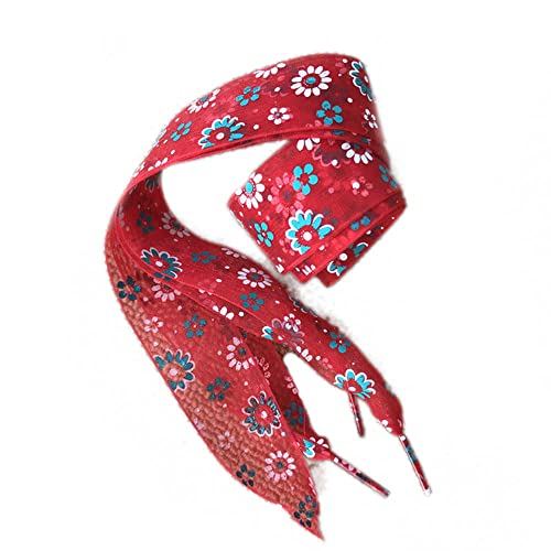 GIVBRO Flache Schnürsenkel, Blumendruck, Chiffon, breite Bänder für Sneakers, Stiefel, Sportschuhe, Rot, 150 cm GIVBRO Flache Schnürsenkel, Blumendruck, Chiffon, breite Bänder für Sneakers, Stiefel, Sportschuhe, Rot, 150 cm von GIVBRO
