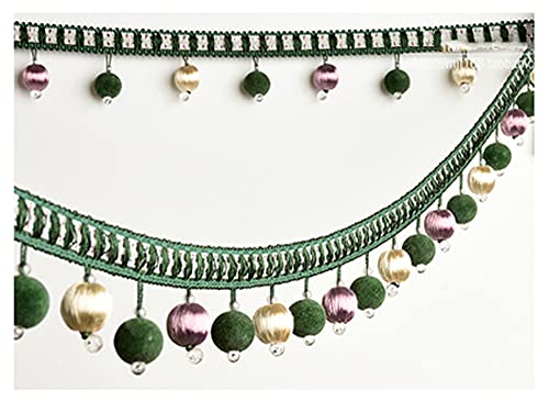 GIVBRO Geflochtene Perlen-Fransenborte, Quasten, Jacquardband, Nähbesatz für Kissen, Vorhänge, Tischdecken, Hochzeitsdekorationen, 91 cm von GIVBRO