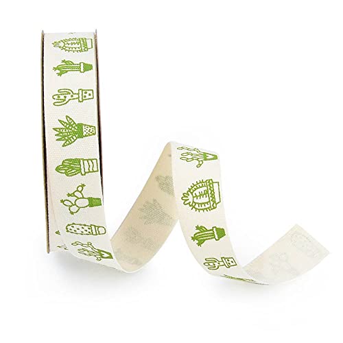 GIVBRO Kaktus-bedruckte Bänder, Ripsband, Hochzeit, Weihnachten, Spitzenbesatz, Geschenkverpackungsseile für DIY-Projekte, Kopfbedeckung, Kartenherstellung, Blumenstrauß-Dekoration von GIVBRO