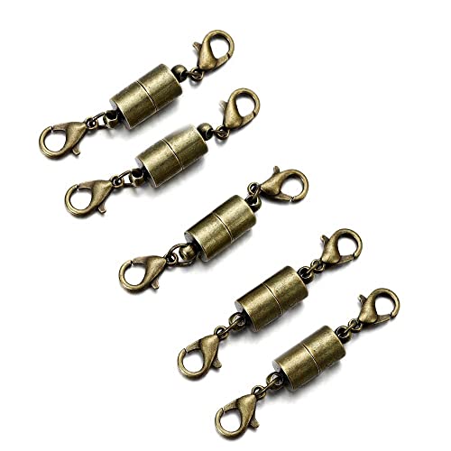 GIVBRO Magnetische Karabinerverschlüsse, Schmuckverlängerung, Armband, Halskette, Zubehör für Bastelarbeiten, Bronze, 5 Stück (6 mm Durchmesser) von GIVBRO