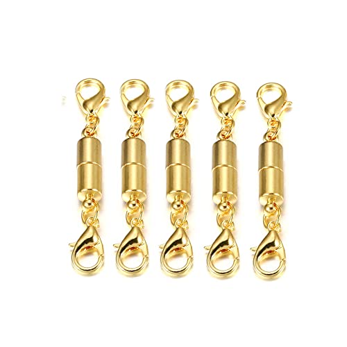 GIVBRO Magnetische Karabinerverschlüsse, Schmuckverlängerung, Armband, Halskette, Zubehör für Bastelarbeiten, goldfarben, 5 Stück (6 mm Durchmesser) von GIVBRO