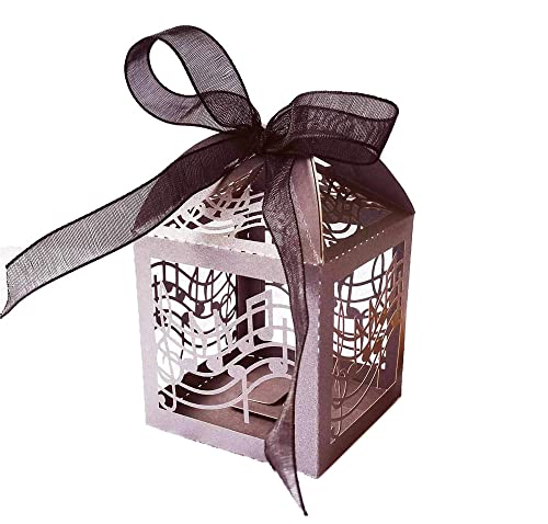 GIVBRO Musik-Stil Süßigkeitenboxen Hochzeit Geschenkbox Keksbox für Geburtstag Party Zubehör Grau 50 Stück von GIVBRO