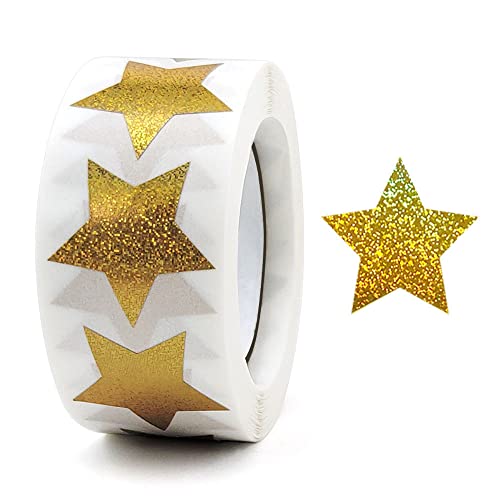 GIVBRO Pailletten Aufkleber Sterne Etiketten Hochzeit Versiegelung Backaufkleber für Süßigkeiten Tüte Geschenkbox Handgemachte Projekt Dekoration (Gold #C) von GIVBRO
