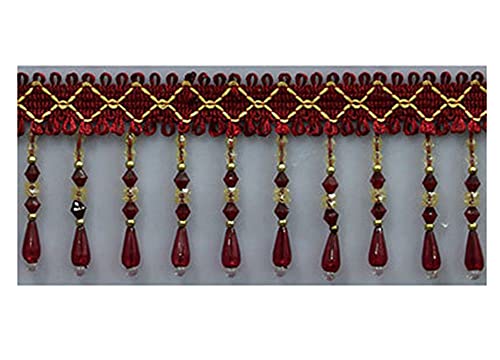 GIVBRO Perlen-Fransenborte, Kristallanhänger, Applikation, Flechtband, Nähband für Vorhänge, Kissen, Tisch, Hochzeit, dekoriert, 6 m von GIVBRO
