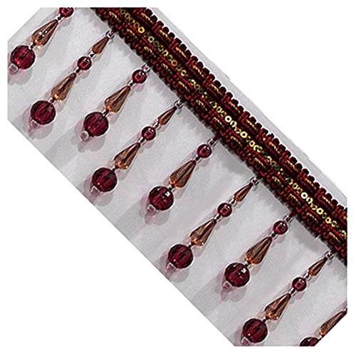 GIVBRO Perlen-Fransenborte, Quasten, geflochtenes Jacquardband, Nähband für Vorhänge, Tischdecken, Hochzeit, dekoriert, 91 cm GIVBRO Perlen-Fransenborte, Quasten, geflochtenes Jacquardband, Nähband für Vorhänge, Tischdecken, Hochzeit, dekoriert, 91 cm von GIVBRO