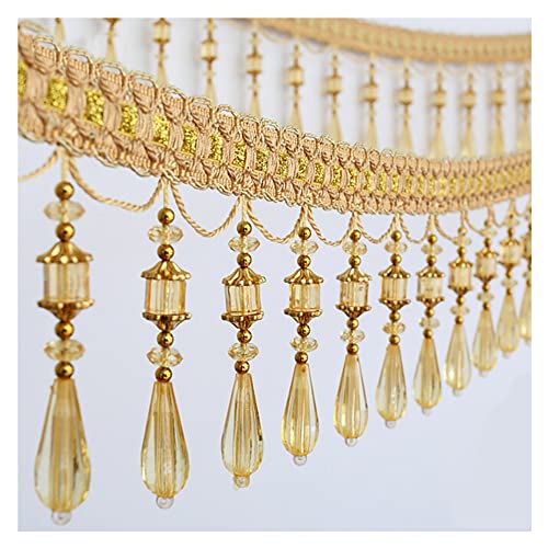 GIVBRO Quaste Fransen Trim Kristall Perlen Spitze Hängende Anhänger Bänder zum Nähen Home Dekoration Kostüm Zubehör Gold von GIVBRO