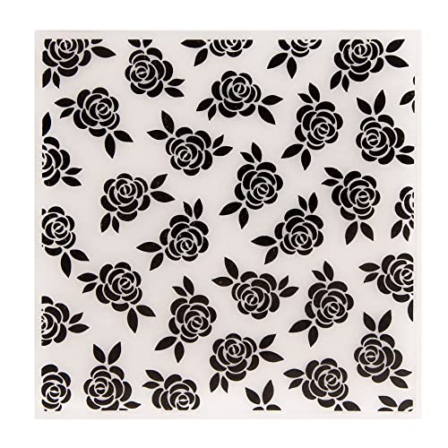 GIVBRO Rose Embossing Folders Plastic Template Stencil Craft Dies for Card Making DIY Scrapbooking Album Decoration Flowers Leaves von GIVBRO