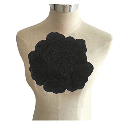 GIVBRO Rose Lace Applique Sewing Patch Embroidered Flower Fake Collar for Cloth Dress DIY Craft Costume Accessories Black von GIVBRO