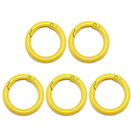GIVBRO Schlüsselverschlüsse, Feder-O-Ring, runder Karabinerhaken, Feder-Schlüsselanhänger, Schnalle für Tasche, Geldbörse, Handtasche, Handwerk, Schmuckherstellung, gelb, 25 mm von GIVBRO