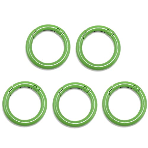 GIVBRO Schlüsselverschlüsse, Feder-O-Ring, runder Karabinerhaken, Feder-Schlüsselanhänger, Schnalle für Tasche, Geldbörse, Handtaschengurt, Handwerk, Schmuckherstellung, Grün, 34 mm von GIVBRO