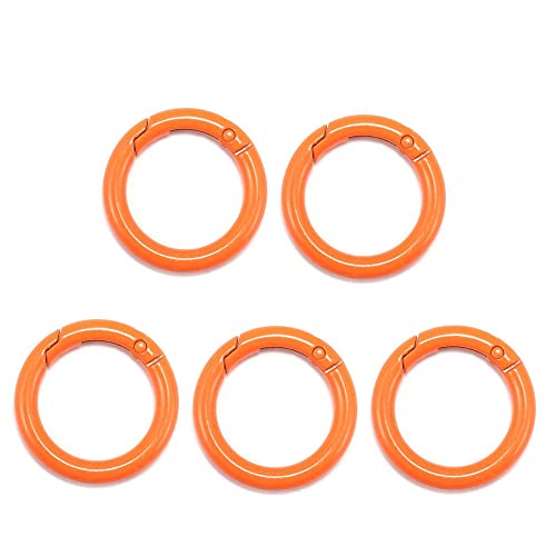 GIVBRO Schlüsselverschlüsse, Feder-O-Ring, runder Karabinerhaken, Feder-Schlüsselanhänger, Schnalle für Tasche, Geldbörse, Handtaschengurt, Handwerk, Schmuckherstellung, Orange, 25 mm von GIVBRO