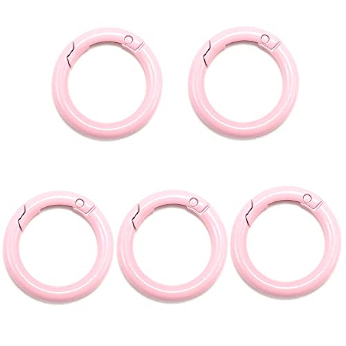GIVBRO Schlüsselverschlüsse, Feder-O-Ring, runder Karabinerhaken, Feder-Schlüsselanhänger, Schnalle für Tasche, Geldbörse, Handtaschengurt, Handwerk, Schmuckherstellung, hellrosa, 41 mm von GIVBRO