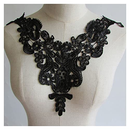 GIVBRO Schwarze Spitze Applique Nähen Patch Besticktes Blume Gefälschtes Halsband für Stoffkleid DIY Handwerk Kostüm Zubehör (#D) von GIVBRO
