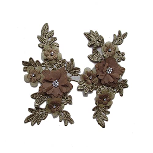 GIVBRO Spitze Kragen Patches Applikationen 3D Strass Blume Bestickt Fake Kragen für Hemdkleid Nähen Kostüm Zubehör DIY Handwerk Braun von GIVBRO