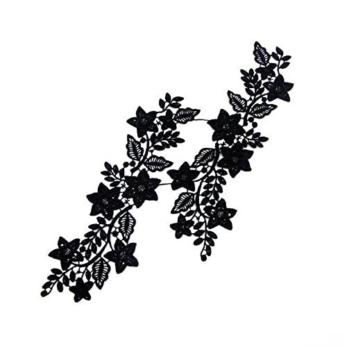 GIVBRO Spitzenapplikation mit Blumenstickerei, falscher Kragen für Kostüm, Zubehör, Kleid, Hemd, Basteln, Schwarz (#B) von GIVBRO
