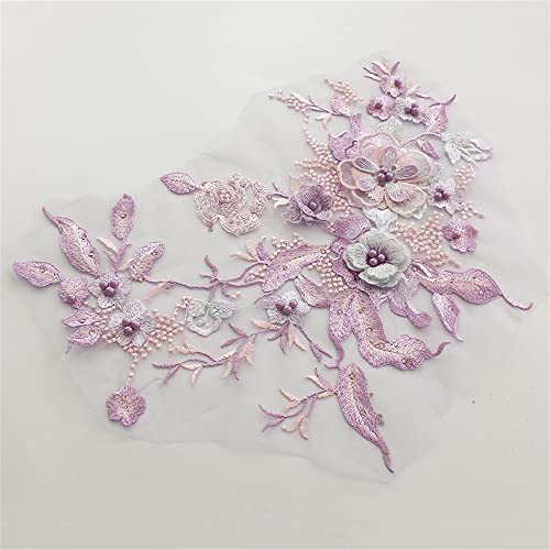 GIVBRO Spitzenapplikation mit Perlen und Blumenstickerei, Spitzenstoff, Nähen, Handwerk, Hochzeit, Brautkleid, Kleid, Kleidung, DIY-Kostüm, 1 Stück GIVBRO Spitzenapplikation mit Perlen und Blumenstickerei, Spitzenstoff, Nähen, Handwerk, Hochzeit, Brautkleid, Kleid, Kleidung, DIY-Kostüm, 1 Stück von GIVBRO