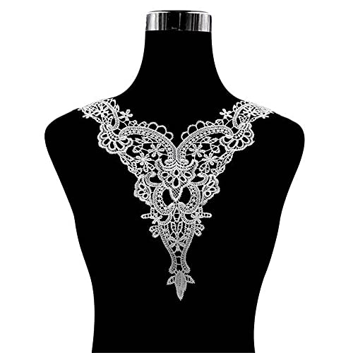 GIVBRO Spitzenkragen, hohle Applikationen, bestickt, V-Ausschnitt, falscher Kragen für Hemd, Kleid, Pullover, DIY, Kostümzubehör, Weiß GIVBRO Spitzenkragen, hohle Applikationen, bestickt, V-Ausschnitt, falscher Kragen für Hemd, Kleid, Pullover, DIY, Kostümzubehör, Weiß von GIVBRO