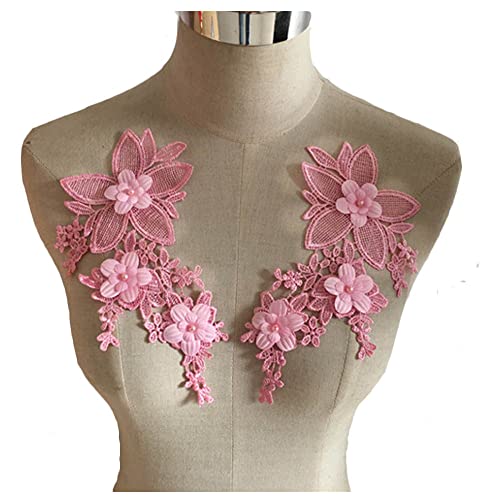 GIVBRO Spitzenkragen Applikationen Patches 3D Blumen Bestickt Fake Kragen für Kleid Hemd Nähen Kostüm Zubehör Rosa von GIVBRO