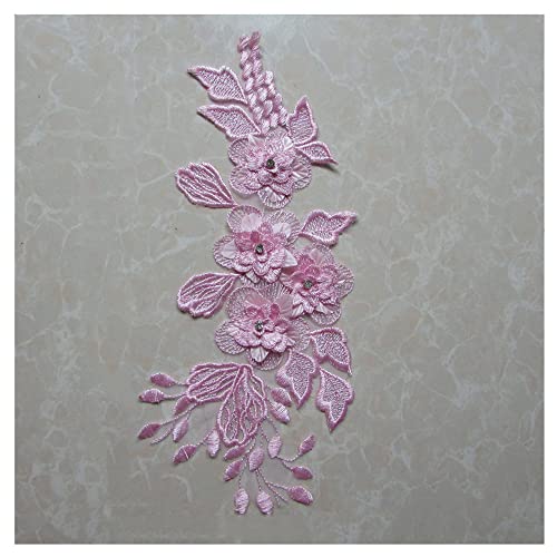 GIVBRO Spitzenkragen Applikationen Patches Strass 3D Blume Bestickt Fake Kragen für Kleid Hemd Nähen Kostüm Zubehör Rosa von GIVBRO