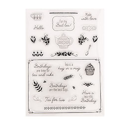 GIVBRO Tea Time Clear Stamp Silicone Embossing Stamp Cards for Cards Making Scrapbooking Photo Album DIY Craft Border Floral GIVBRO Tea Time Clear Stamp Silicone Embossing Stamp Cards for Cards Making Scrapbooking Photo Album DIY Craft Border Floral von GIVBRO