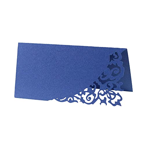 GIVBRO Tischkarte mit Blumenranken-Motiv, für Hochzeiten, Partys, Dekoration, Blau, 50 Stück von GIVBRO