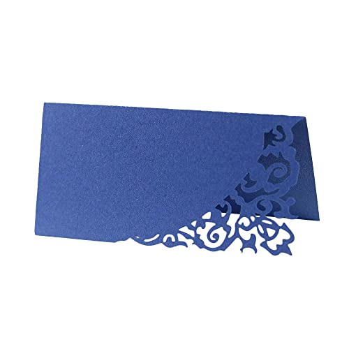 GIVBRO Tischkarte mit Blumenranken-Motiv, für Hochzeiten, Partys, Dekoration, Blau, 50 Stück von GIVBRO