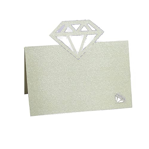 GIVBRO Tischkarte mit ausgehöhltem Diamant-Zeltkarte, gefaltete Sitzkarte, Hochzeits-Partyzubehör für Tischdekoration, Hellgrün, 10 Stück von GIVBRO